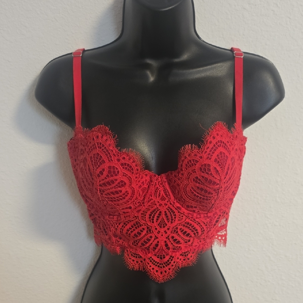 Victoria's Secret Vibrant Red Lace Bralette